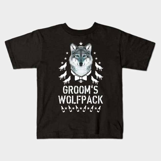 163 Wolf GROOM Wolfpack Bachelor Party Beer Kids T-Shirt by Margarita7